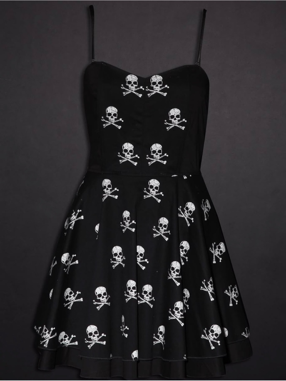 RockSteady Black Mini Dress with White Skull Print